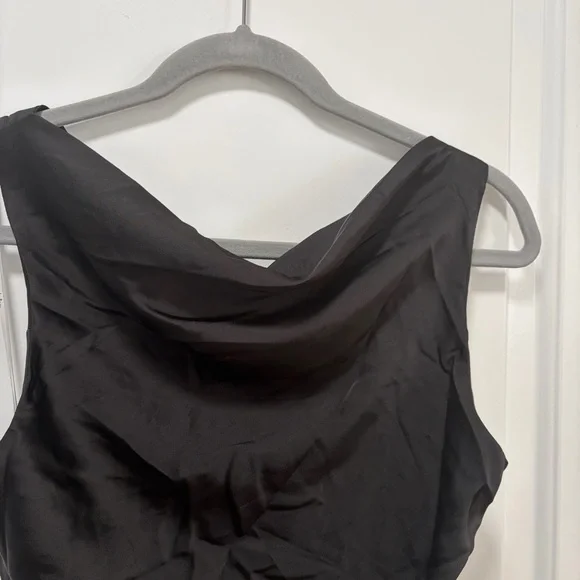 Lulus Effortlessly Sensational NWT size Large Black Satin Backless Maxi Dress - Picture 6 of 13